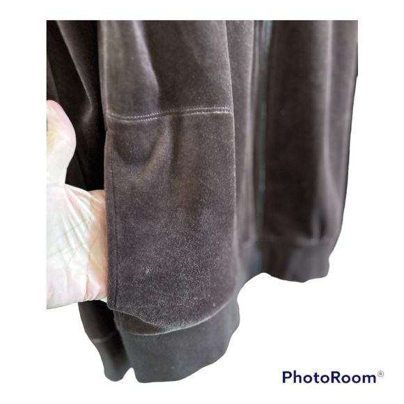 Vintage Hanes chocolate brown Velour Zip Jacket Top Size Large - Picture 4 of 9